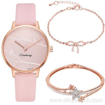Hot Sale Watch Gift Set 3PCS Charm Bracelet Quartz Watches For Women Party Jewelry Sets For Girls Wholesale Conjunto de reloj